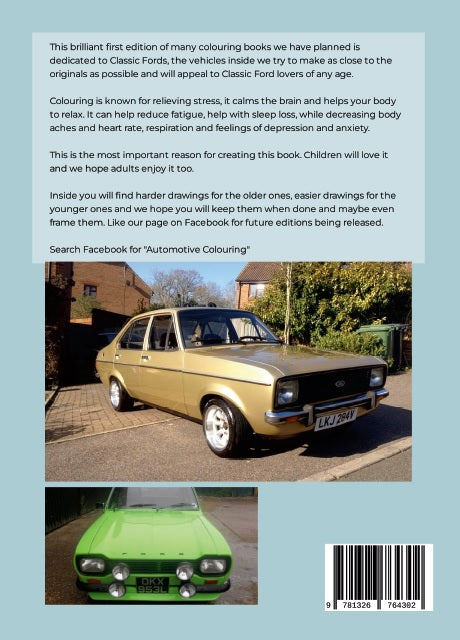 Classic Car Ford Colouring Book ESCORT SIERRA GRANADA TRANSIT