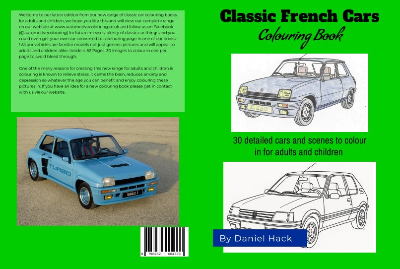 Classic Car French Classics Colouring book Cars Peugeot Citroen Renault